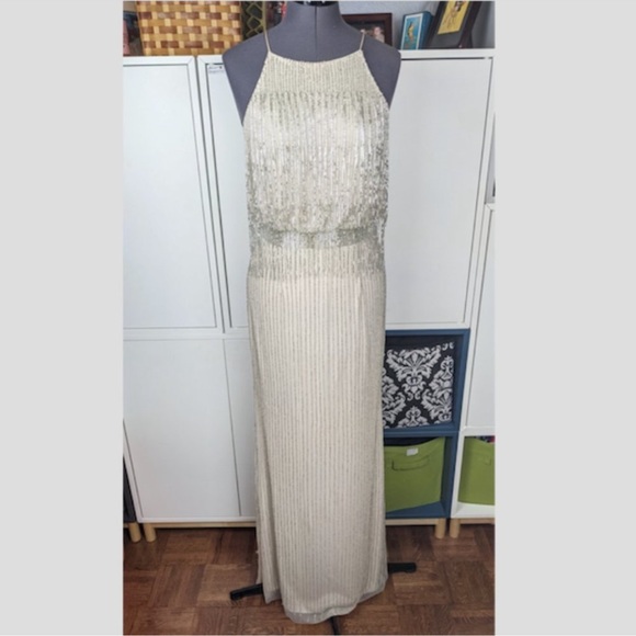 Adrianna Papell Gatsby drop waist fringed beaded sleeveless long dress - Picture 12 of 15